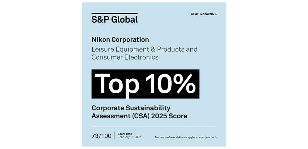 S&P Global Nikon Corporation Leisure Equipment & Products and Consumer Electronics Top 10% Corporate Sustainability Assessment (CSA) 2025 Score