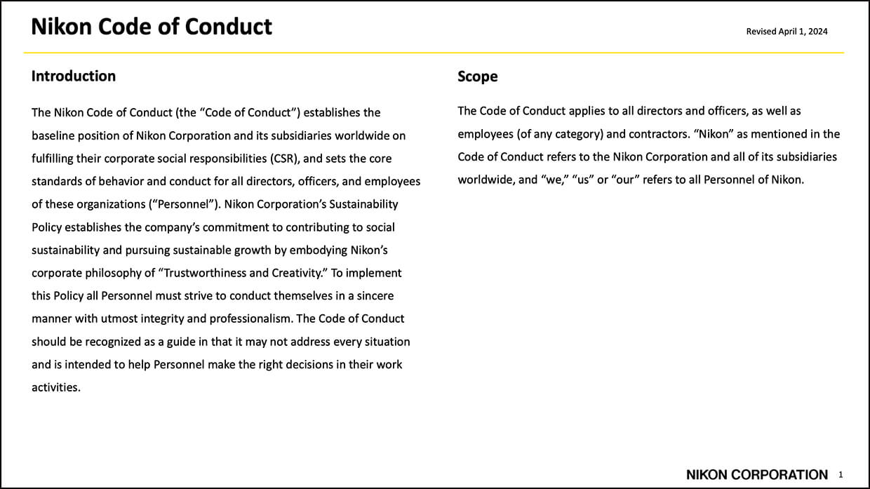 Nikon Code of Conduct