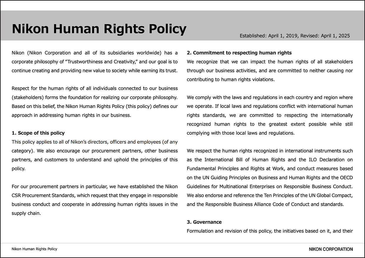 Nikon Human Rights Policy