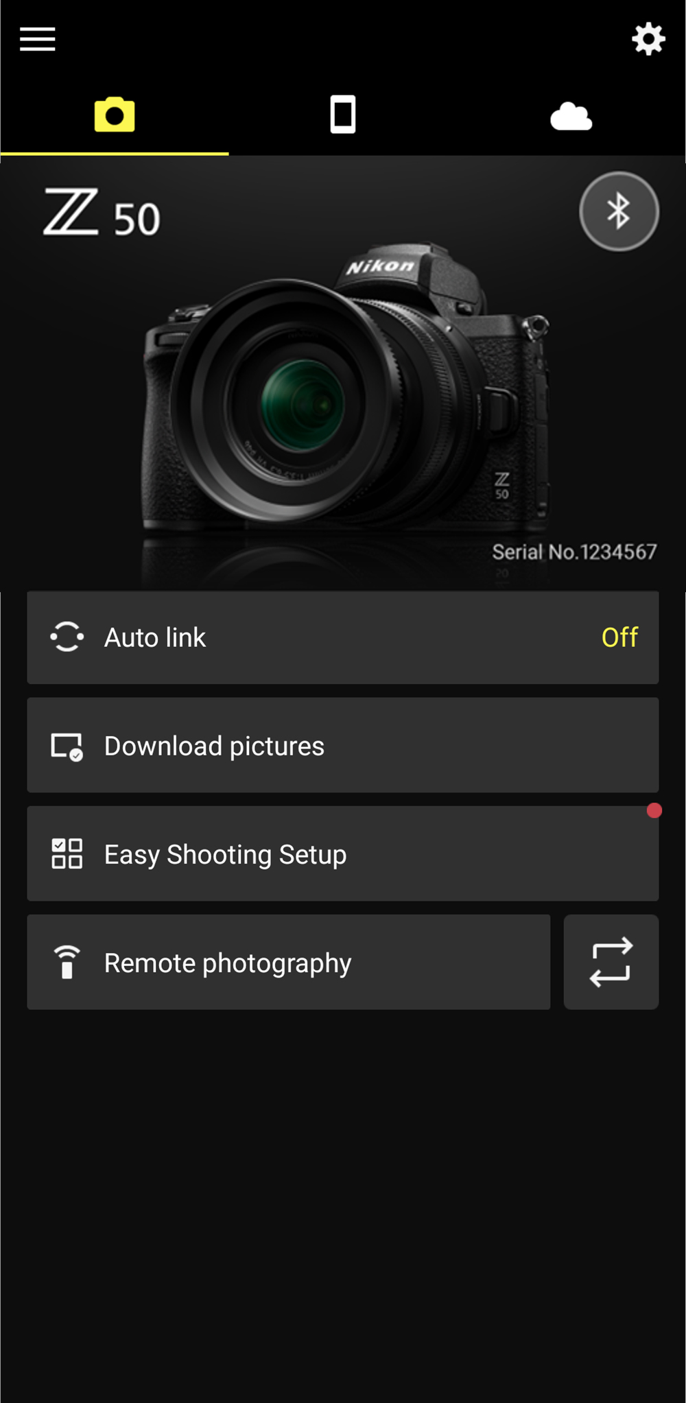[Easy Shooting Setup] added to the home screen